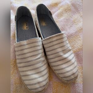 New Keds Espadrille Slip On Shoes Gray Stripes 8